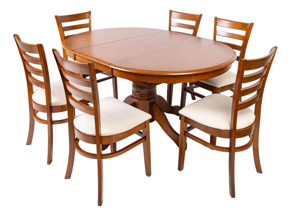 Imagen de Juego De Comedor Hv 1 Mesa 6 Sillas Almendra La Sensación