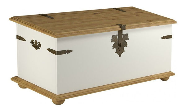 Imagen de Baul Living Dormitorio Madera Maciza Pino Blanco Sensacion