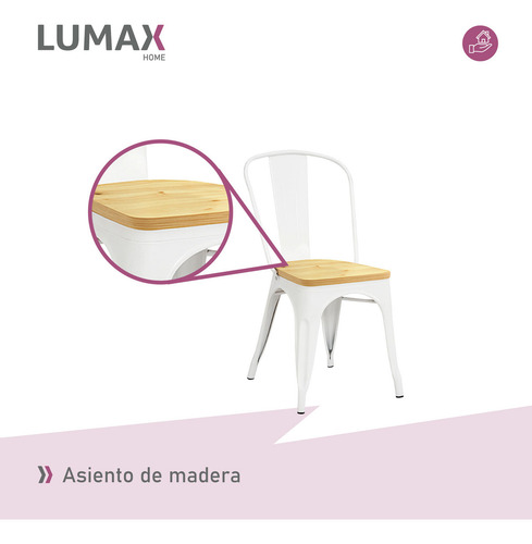 Silla De Comedor Lumax Tolix Madera Con Estructura - Galería 3
