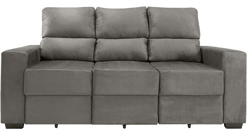 Sofá 3 Cuerpos Tela Louis Color Gris Gris - Galería 1