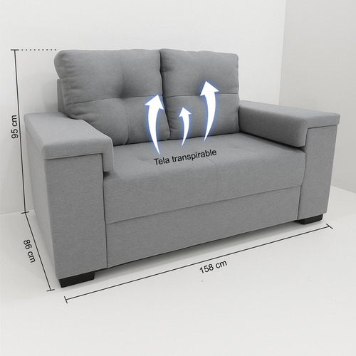 Sofá Sillón 2 Cuerpos Amsterdam Tapizado En Lino G - Galería 3