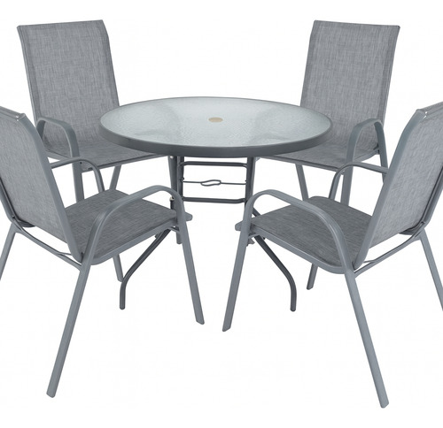 Mesa Vidrio + 4 Sillas Mandalay Color Gris/beige/v - Galería 1