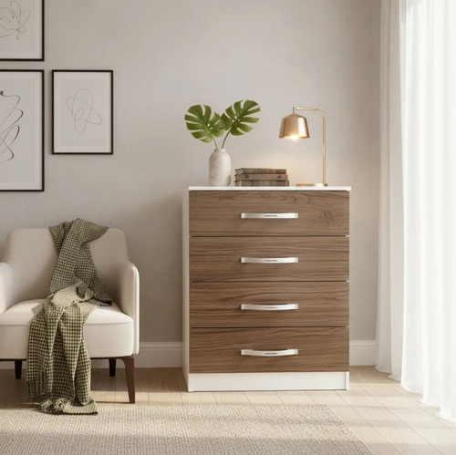 Comoda Dover Senflex 4 Cajones Blanco/art Marrón - Galería 2