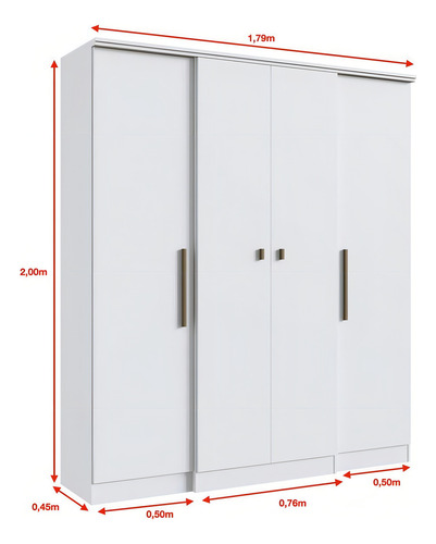 Armario Doble Miami Con 4 Puertas Blanco - Doripel - Galería 3