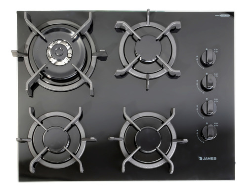 Anafe A Gas James 4h Agb Vn Vidrio Negro Ehogar - Galería 1