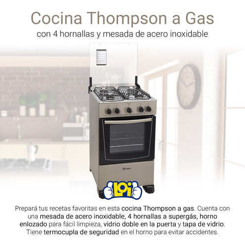 Cocina A Gas Thompson Cth 1000 Titanium Con Termoc - Galería 4