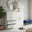 Comoda Zapatera 5 Cajones + 2 Puertas Blanco