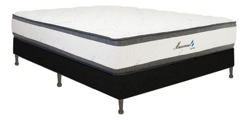 Sommier 2 Plazas Alta Densidad  150 Kg Maximus La Sensación Negro/ Blanco / Gris