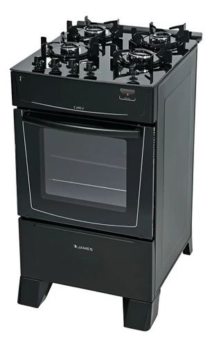 Cocina A Gas James C 690 V Mesada Vidrio Negro La Sensacion Negro
