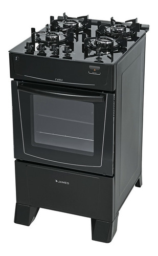 Cocina Gas Mesa Vidrio Templado James C 690 V Negra Color Negro