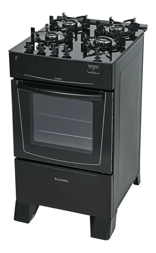 Cocina Gas Mesa Vidrio Templado James C 690 V Negra Color Negro