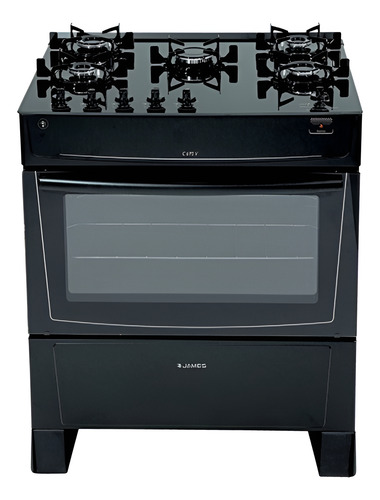 [02051613] Cocina 5 Hornallas Gas James C695 V Mesa Vidrio La Sensación Negro