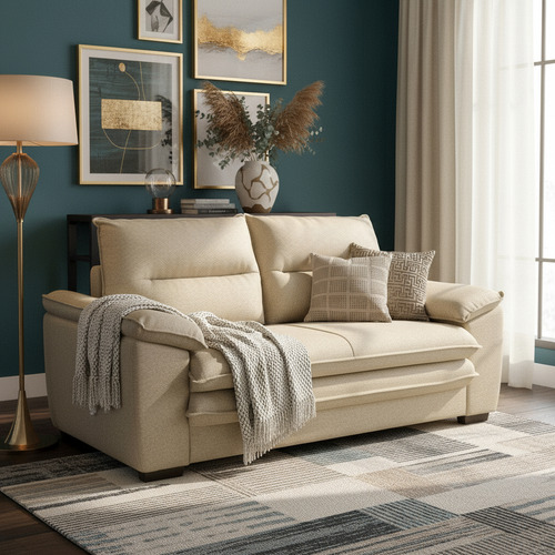 Sillón 3 Cuerpos Dyllan Sofa Tela Alcohol Clean  Sensacion Arena