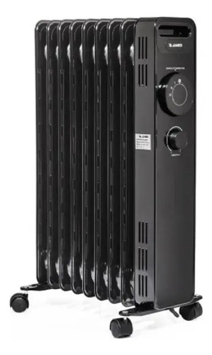 [02100263] Radiador De Aceite James Ran 2000 Eléctrico Con Termostato Ajustable Y Protección Antivuelco, Negro