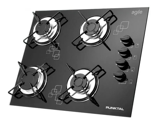 [02050100] Anafe Con Alimentación A Gas Punktal Pk-ag848 Color Negro 4 Hornallas