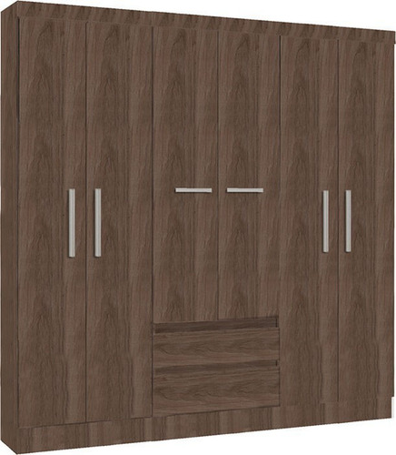[03075160] Ropero Placard Dormitorio 6 Puertas 2 Estantes Sensacion Color Marrón Malbec