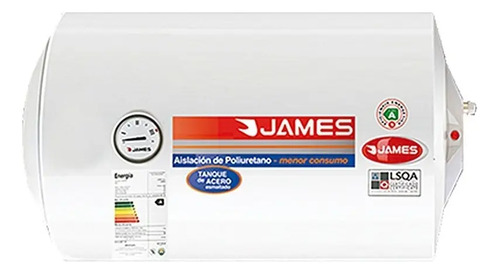 [02130181] Calefón James Termotanque Horizontal Acero 80 Lts Color Blanco
