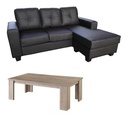 Sillon Sofa Living Esquinero + Mesa Ratona Madera Sensacion Marron O Negro