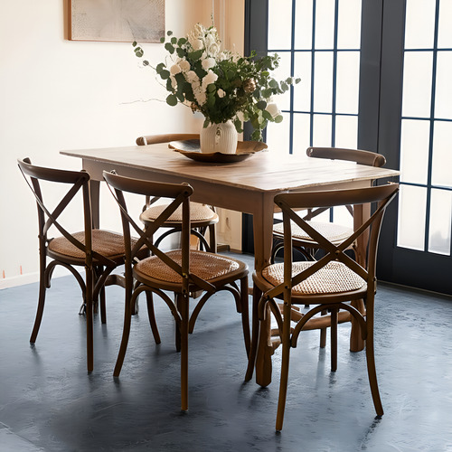 2 Sillas Vienesa Madera Ratan Comedor Living Sensacion Color De La Estructura Natural