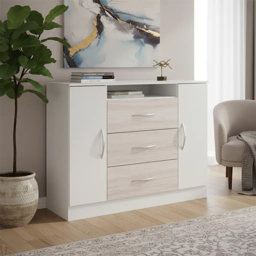 [03554085] Comoda Sen Home Con 3 Cajones Y Espacio Blanco