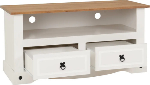 [03103090] Mueble Rack Serpil Con 2 Cajones Corona Grande Color Blanco