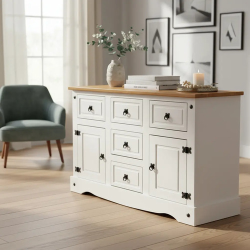 Comoda Corona Senflex Con 5 Cajones Grandes Blanco