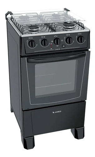 Cocina James Combinada C 205 B Negra 4 Hornallas Negro