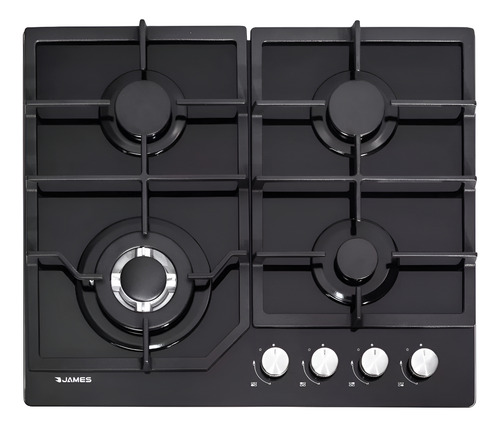 [02050058] Anafe A Gas James 4h Ag Vnt Vidrio Negro 110v/240v Sensación Negro