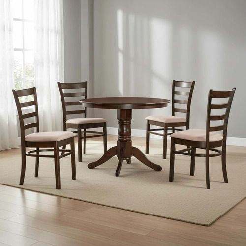 [03031081] Juego De Comedor Divino Hv 1 + 4 Ii La Sensacion Chocolate Liso