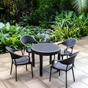 Juego De Comedor Exterior Escala 1mesa+4sillas La Sensacion Color Negro Diseño De La Tela De Las Sillas Rayado