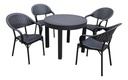 Juego De Comedor Exterior Escala 1mesa+4sillas La Sensacion Negro Rayado