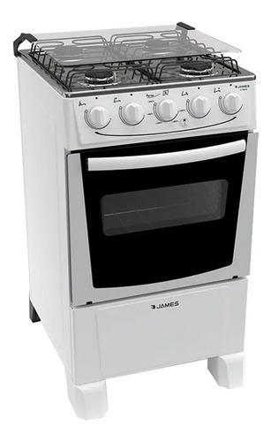 Cocina James C 105 B A Gas 4 Hornallas Blanca Puerta Con Visor Blanco