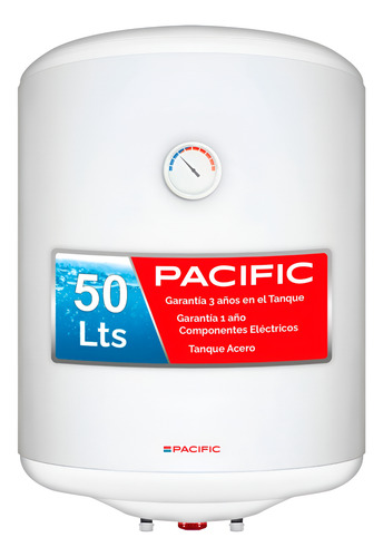 Termotanque Pacific 50 Litros Tanque Acero Vitrificado Blanco