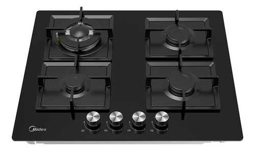 [02040679] Anafe A Gas De Vidrio 4 Hornallas Midea Mg60gk007ah1b Negro