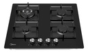 Anafe A Gas De Vidrio 4 Hornallas Midea Mg60gk007ah1b Negro