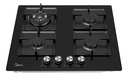 Anafe A Gas De Vidrio 4 Hornallas Midea Mg60gk007ah1b Negro