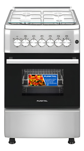 [02051521] Cocina Combinada Punktal 4 Hornallas Gris Oscuro