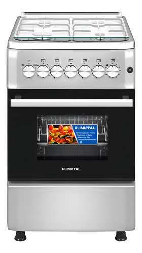 Cocina Combinada Punktal 4 Hornallas Gris Oscuro