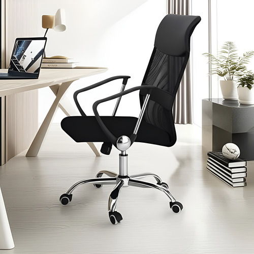 Silla Ejecutiva Ergonomica Senhome Rio Negra Giratoria Con Ruedas Y Apoyabrazos Negro Goma