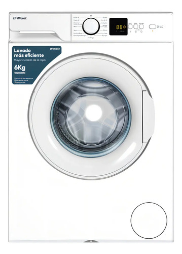 Lavarropa Brilliant 6kg Blanco Brev6wmw