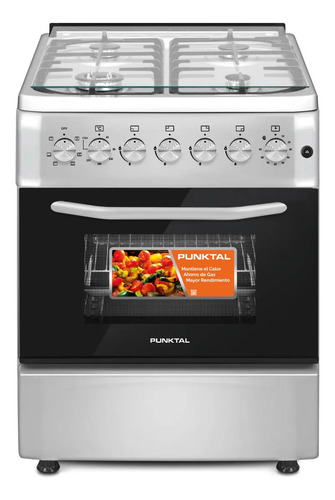 Cocina Punktal Combinada 4 Hornallas Pk-1970 Tk Color Gris