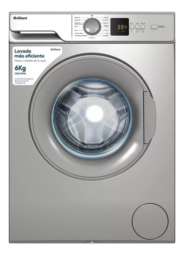 [02040019] Lavarropa Brilliant 6kg Inox Brev6wms La Sensacion Silver (Gris)