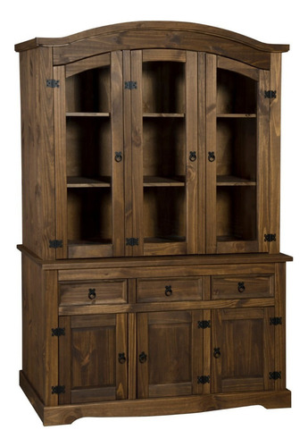 Mueble Living Alacena Cristalero 6 Puertas  25mm Sensacion Marrón