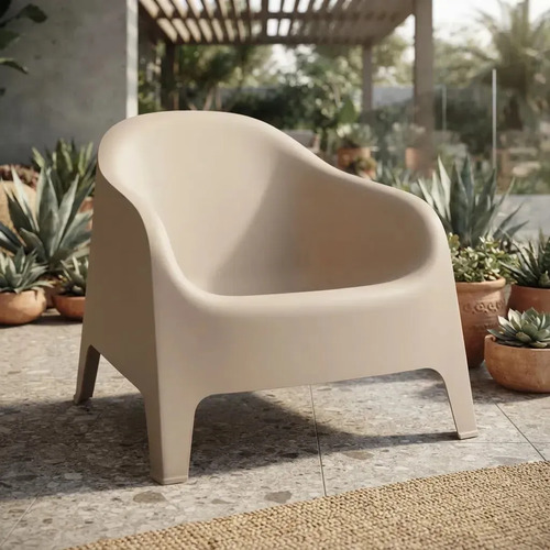 Silla Sillon Plastico Skarpo Jardin Exterior Color Taupe Lisa