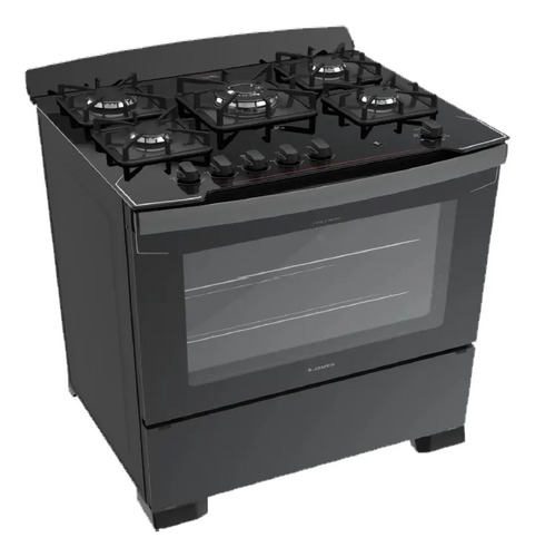 Cocina James C 805 V Negro Mesada Vidrio 5 Hornallas