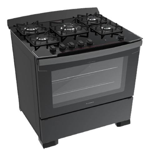 [02050975] Cocina James C 805 V Negro Mesada Vidrio 5 Hornallas