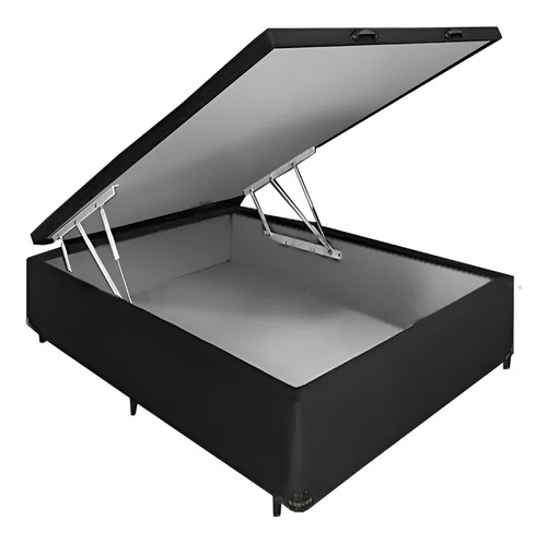 Cama Box Baul Para Sommier Somier 1 Plaza Y Media Sensacion Negro