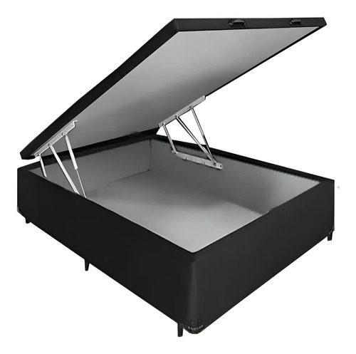 [01020450] Cama Box Baul Para Sommier Somier 1 Plaza Y Media Sensacion Negro