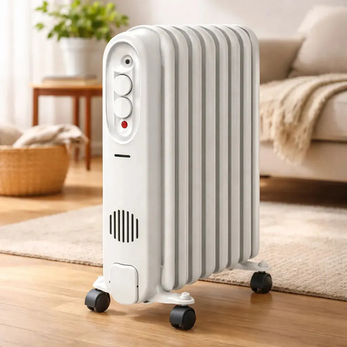 Radiador De Aceite Punktal 2000w 9 Elementos Para Habitaciones Pequeñas Blanco