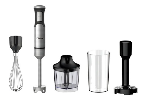 Mixer 4 En 1 Midea 1200w Picadora Batidora Procesadora Color Plateado